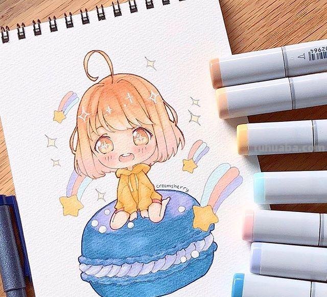 卡通美少女~简笔画，喜欢的收藏~