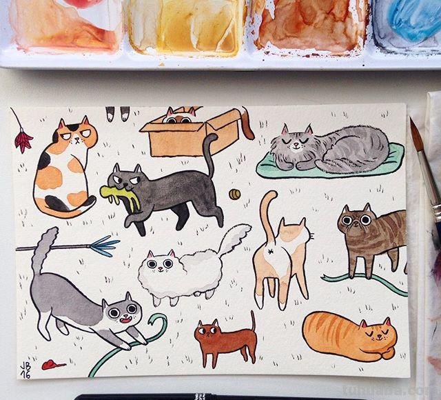 小猫儿小狗儿简笔画素材~