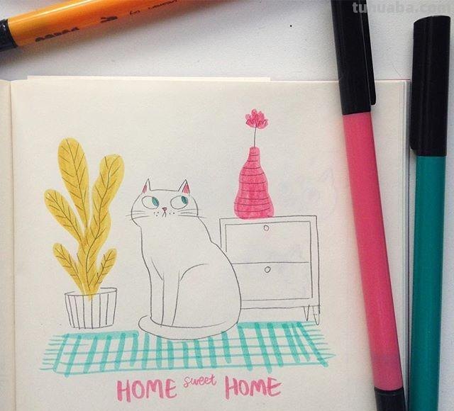 小猫儿小狗儿简笔画素材~