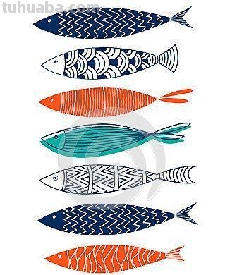 儿童鱼类简笔插画