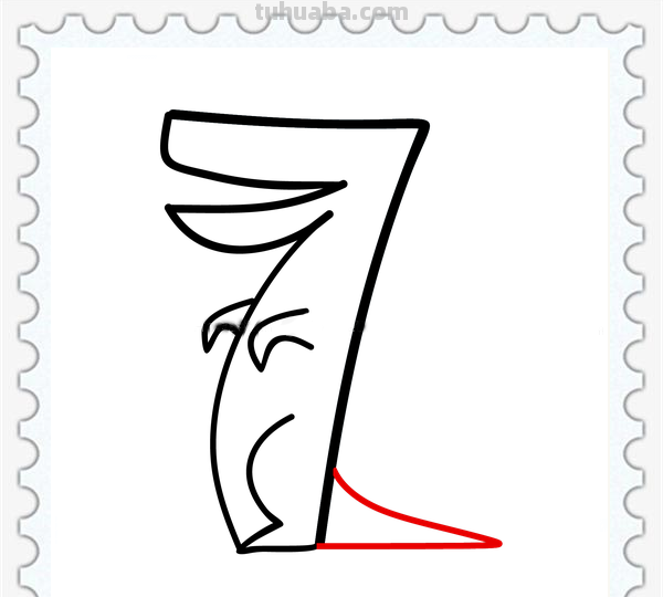 儿童简笔画精选-用数字 “7” 画鳄鱼（Crocodile）