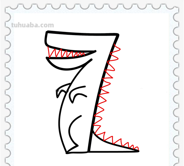 儿童简笔画精选-用数字 “7” 画鳄鱼（Crocodile）