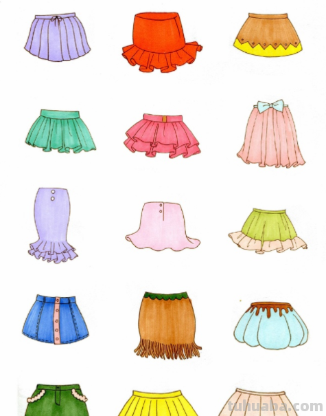 简笔画衣服、包、鞋子等
