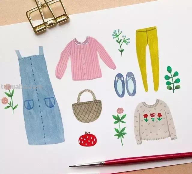 小清新服装的简笔画～喜欢这种风格～