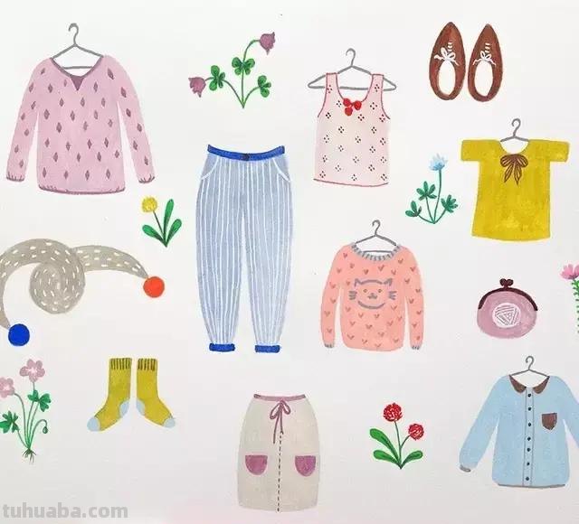 小清新服装的简笔画～喜欢这种风格～