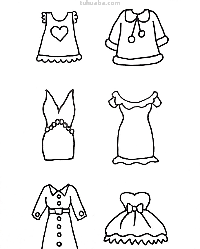 卡通衣服服装简笔画手绘插画手账素材~