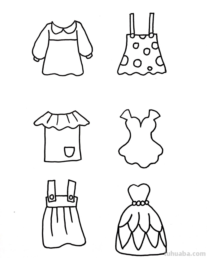 卡通衣服服装简笔画手绘插画手账素材~