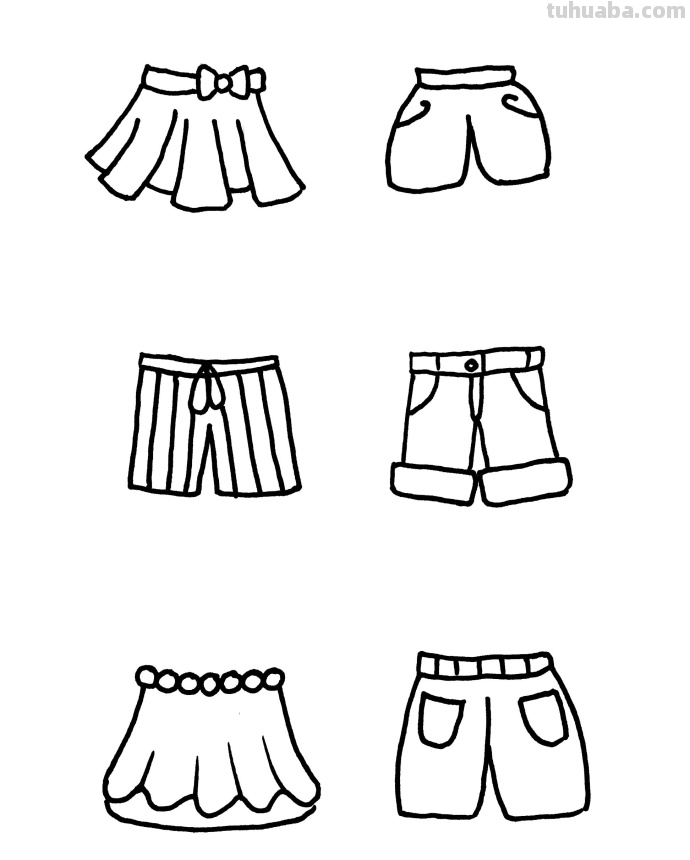 卡通衣服服装简笔画手绘插画手账素材~
