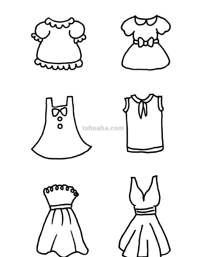 卡通衣服服装简笔画手绘插画手账素材~