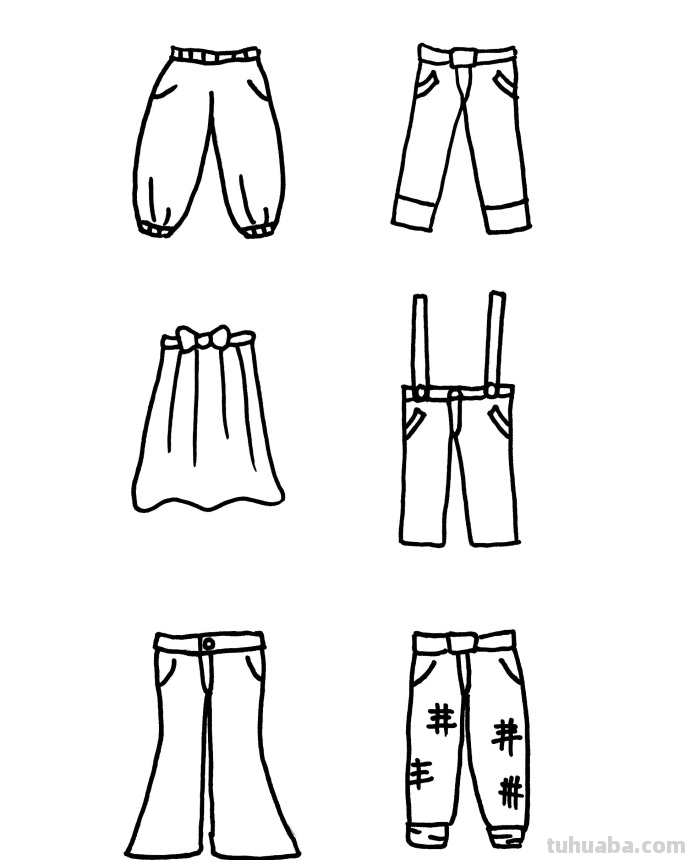 卡通衣服服装简笔画手绘插画手账素材~
