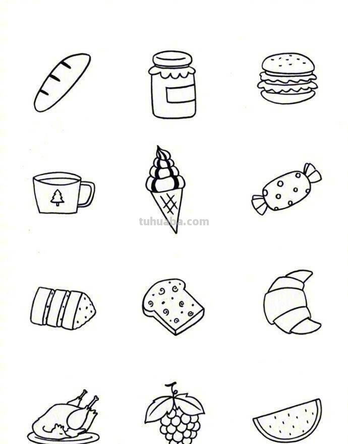 一大波儿简单实用的食物简笔画，收藏练习