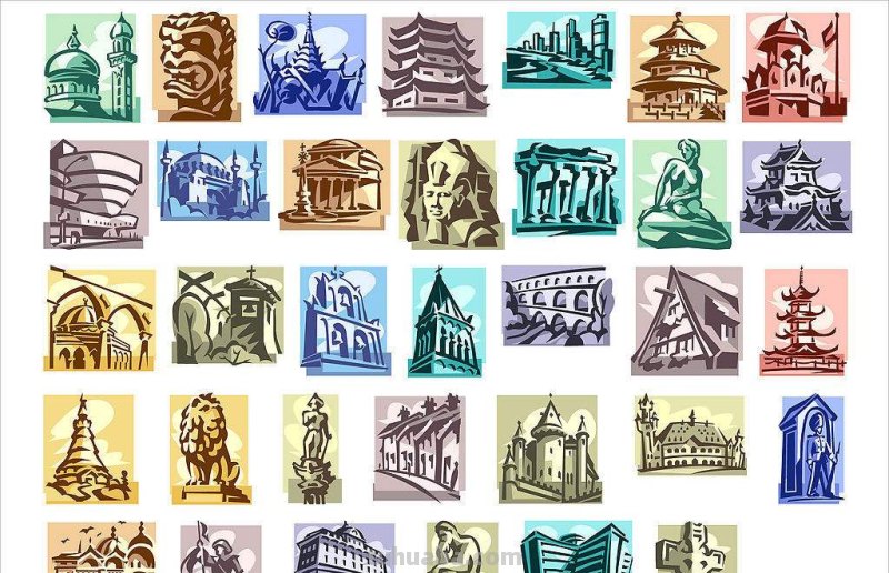 各国建筑物代表简笔画