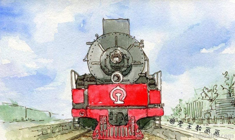 零基础也能画水彩,教你画火车头风景画 零基础也能画水彩,教你画火车头风景画