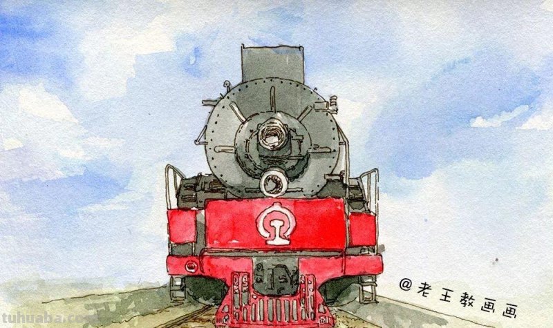 零基础也能画水彩,教你画火车头风景画 零基础也能画水彩,教你画火车头风景画