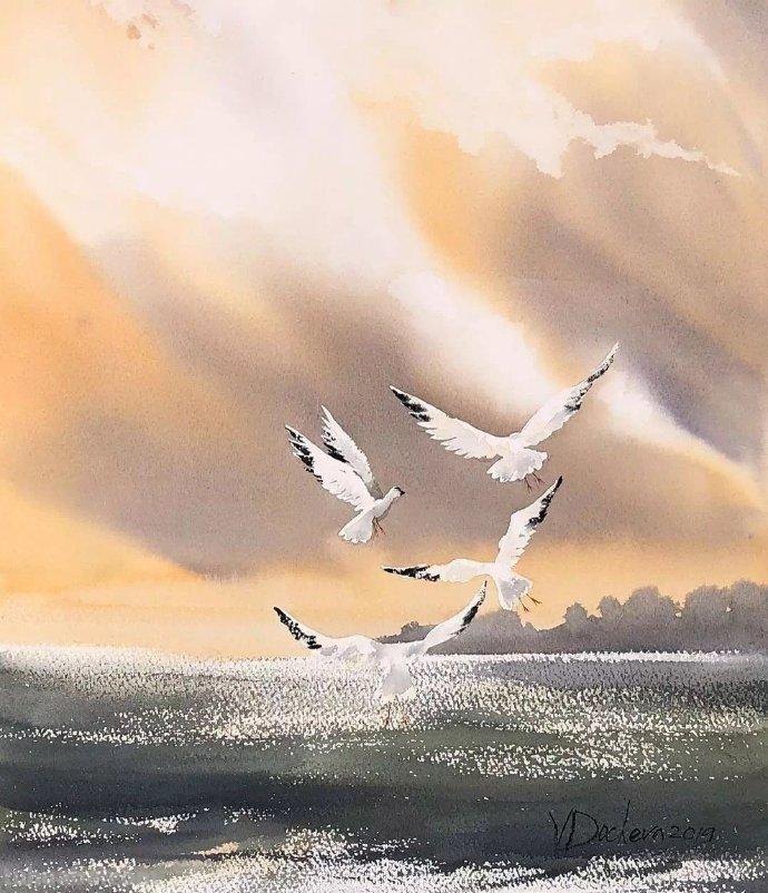 仙气十足的风景水彩画作品