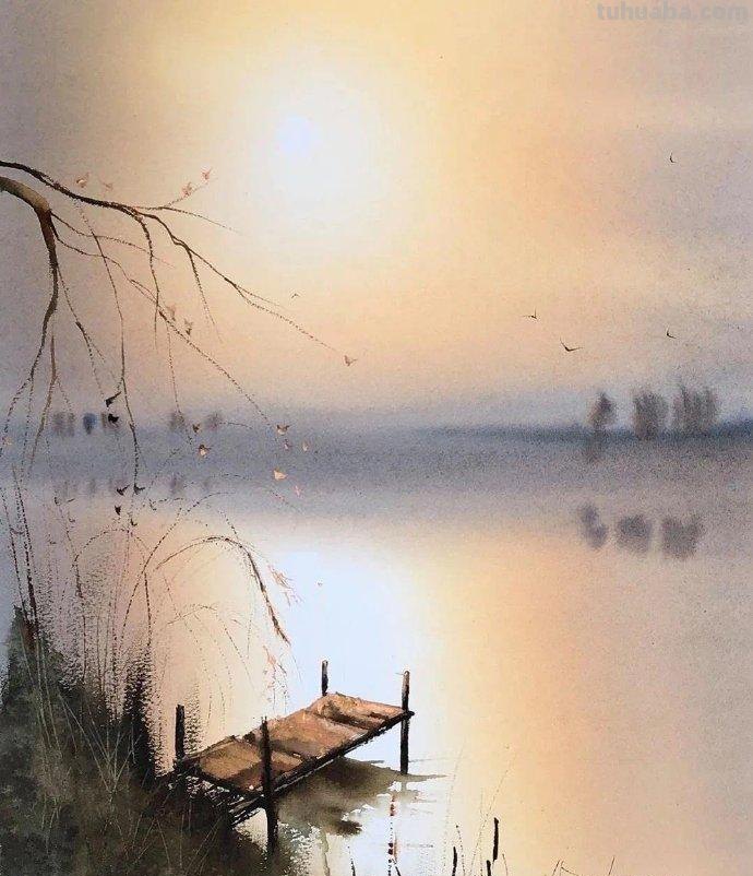 仙气十足的风景水彩画作品