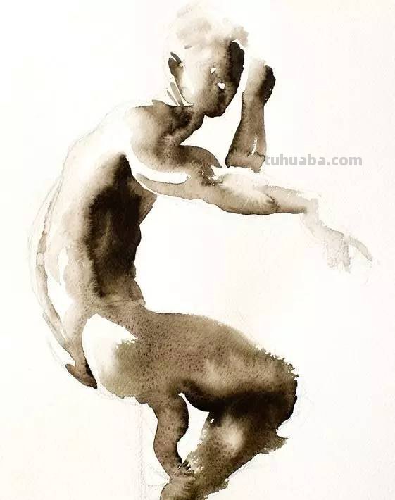 酣畅淋漓 - 写意水彩人体写生画作