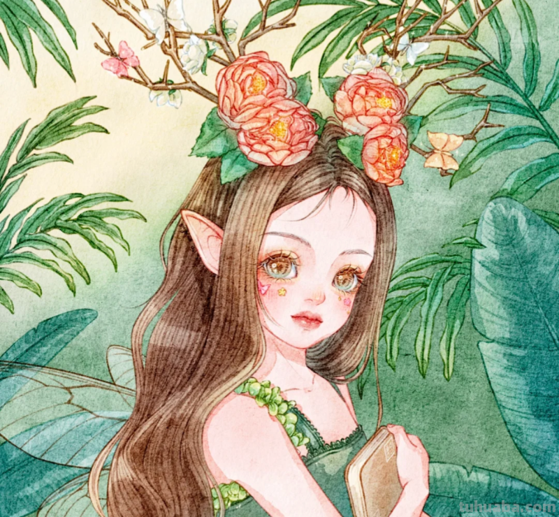 超甜美的水彩人物插画｜人美花甜，好一朵盛开的“花骨朵”