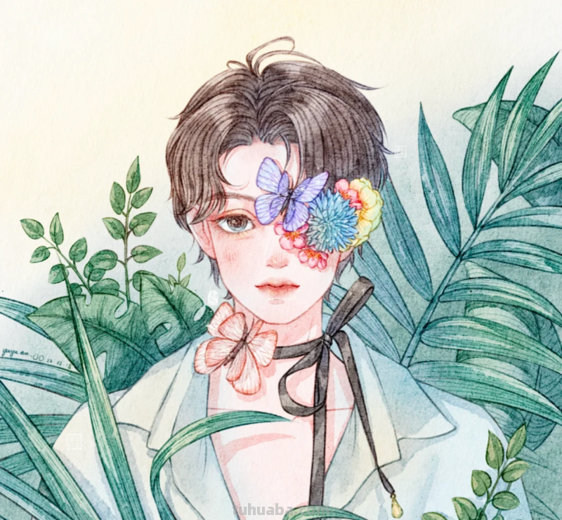 超甜美的水彩人物插画｜人美花甜，好一朵盛开的“花骨朵”