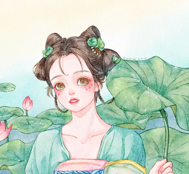 超甜美的水彩人物插画｜人美花甜，好一朵盛开的“花骨朵”