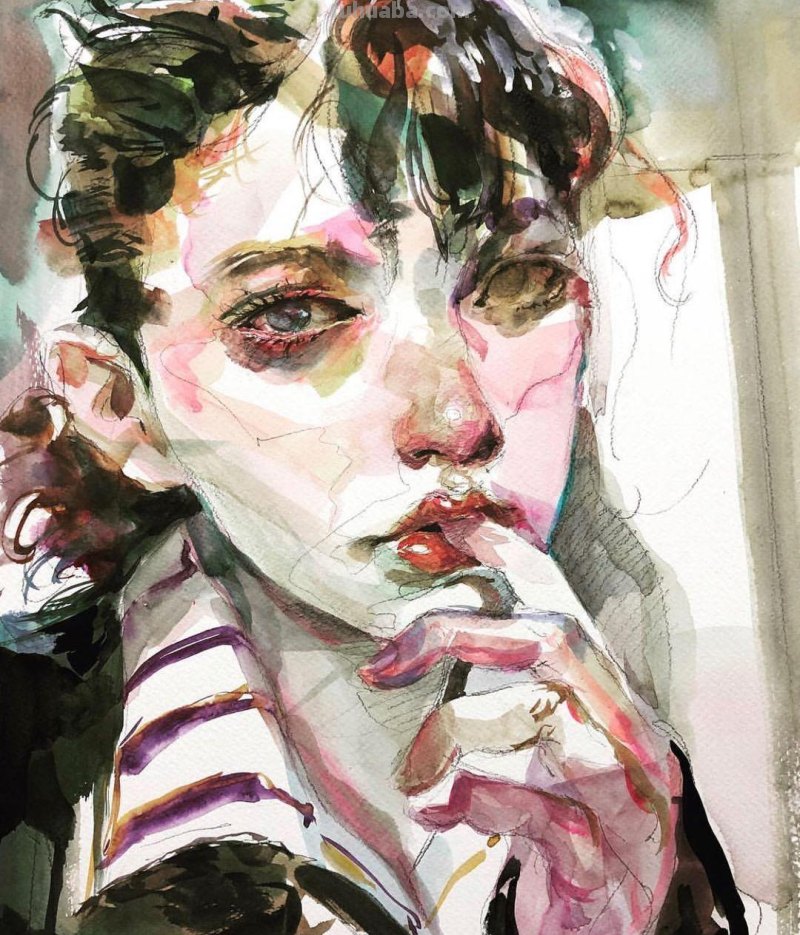 个性十足丨韩国水彩画家随意性的水彩画人物 个性十足丨韩国水彩画家随意性的水彩画人物