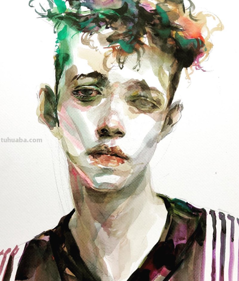 个性十足丨韩国水彩画家随意性的水彩画人物 个性十足丨韩国水彩画家随意性的水彩画人物