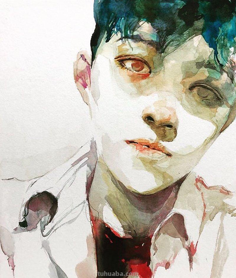 个性十足丨韩国水彩画家随意性的水彩画人物 个性十足丨韩国水彩画家随意性的水彩画人物
