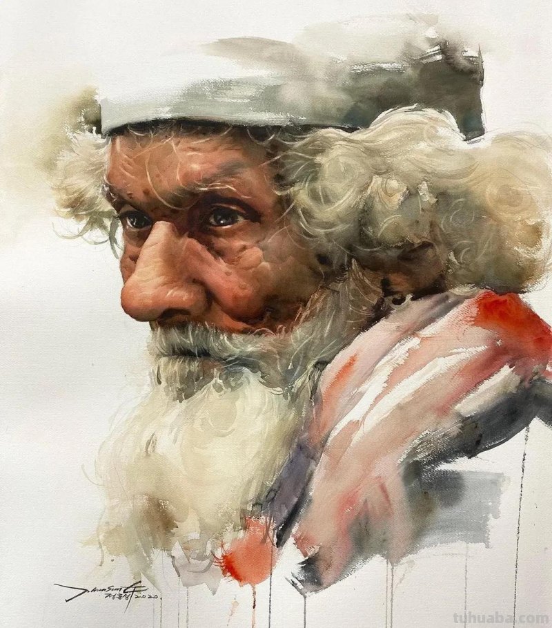 好细致的水彩人物画，人生百态，众生百相