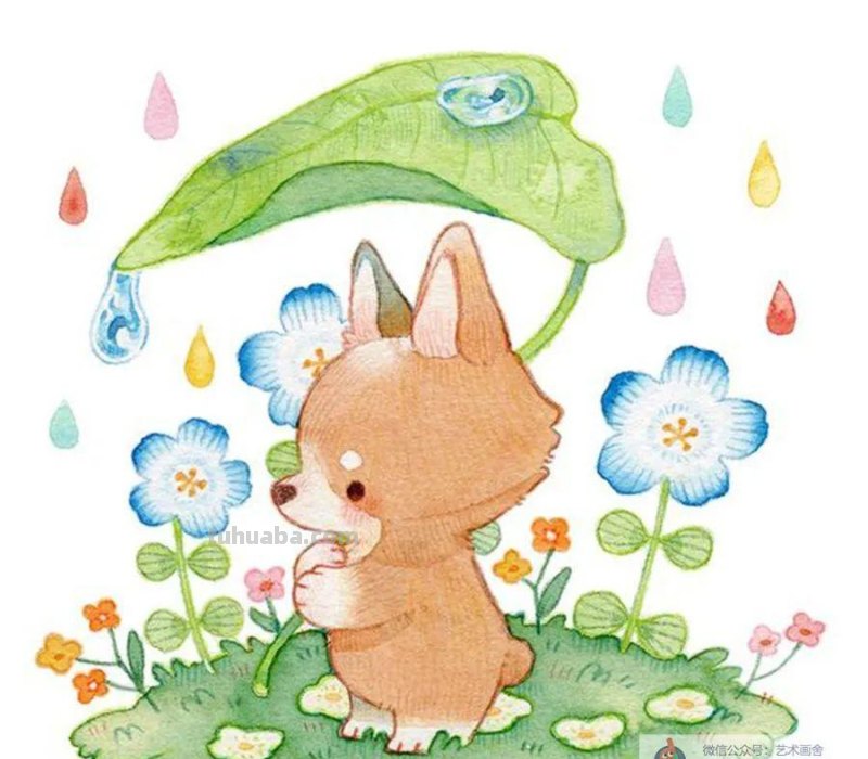 水彩画 - 一组萌态十足的小动物，它们在做什么呢？