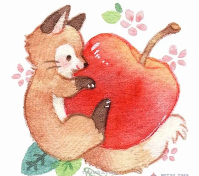 水彩画 - 一组萌态十足的小动物，它们在做什么呢？