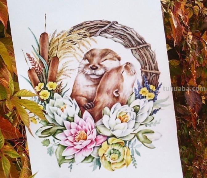 可爱的小动物，可爱的水彩插画~ins:miakishewaliza ​ ​