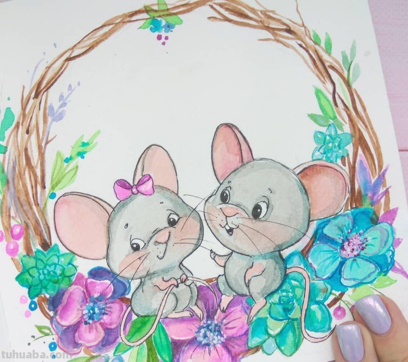 一组可爱又清新的水彩画小动物，伴你温馨入眠