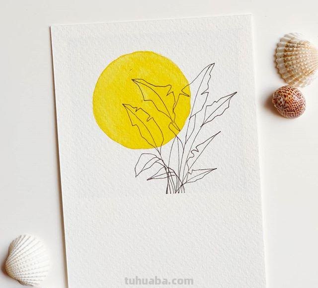 极简风格水彩插画：清新淡雅的色彩，寥寥几笔勾勒景观和心情