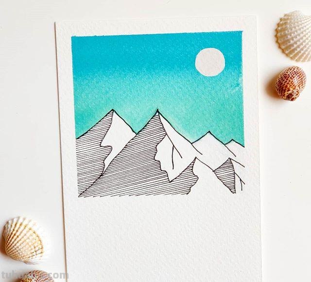 极简风格水彩插画：清新淡雅的色彩，寥寥几笔勾勒景观和心情