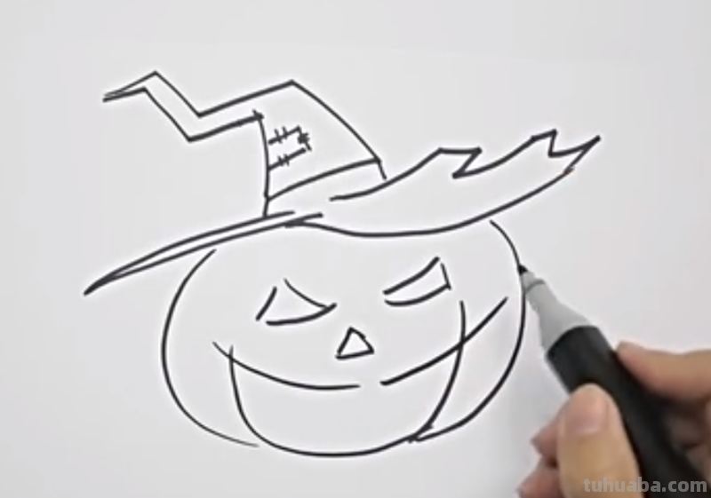 如何画出万圣节南瓜灯的简笔画?