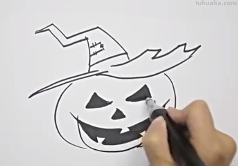 如何画出万圣节南瓜灯的简笔画?