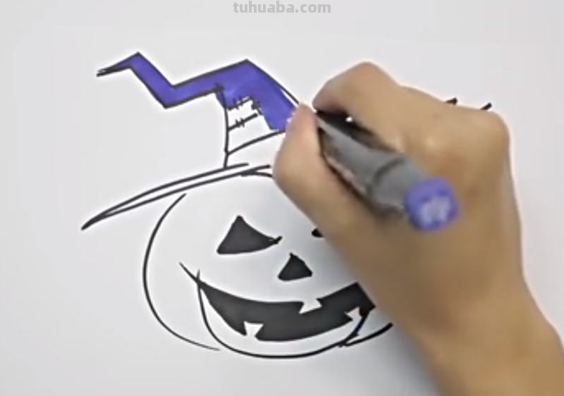 如何画出万圣节南瓜灯的简笔画?