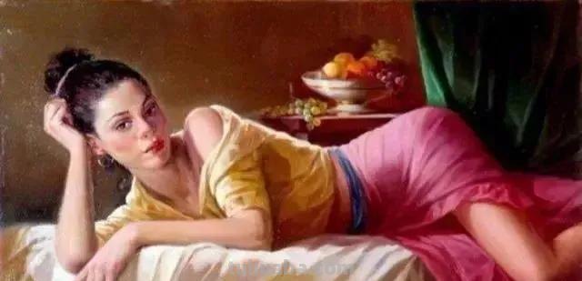 玛丽诺娃画的人体美女，体态丰盈，清纯中更有耀目的性感！