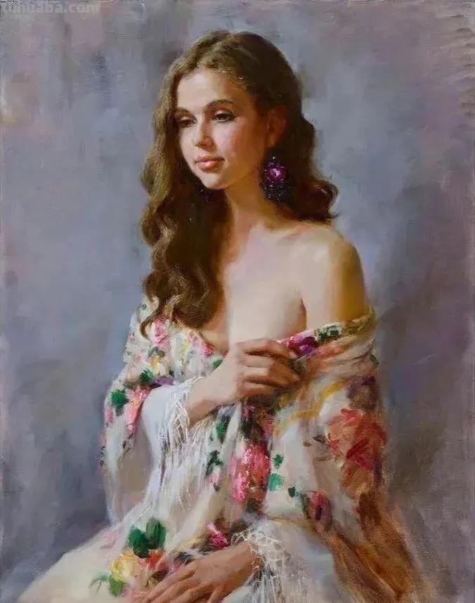 玛丽诺娃画的人体美女，体态丰盈，清纯中更有耀目的性感！