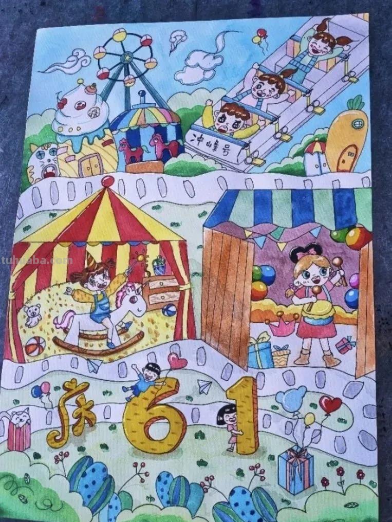 今日六一节日，这44张儿童节主题创意儿童绘画作品一起来欣赏呀！