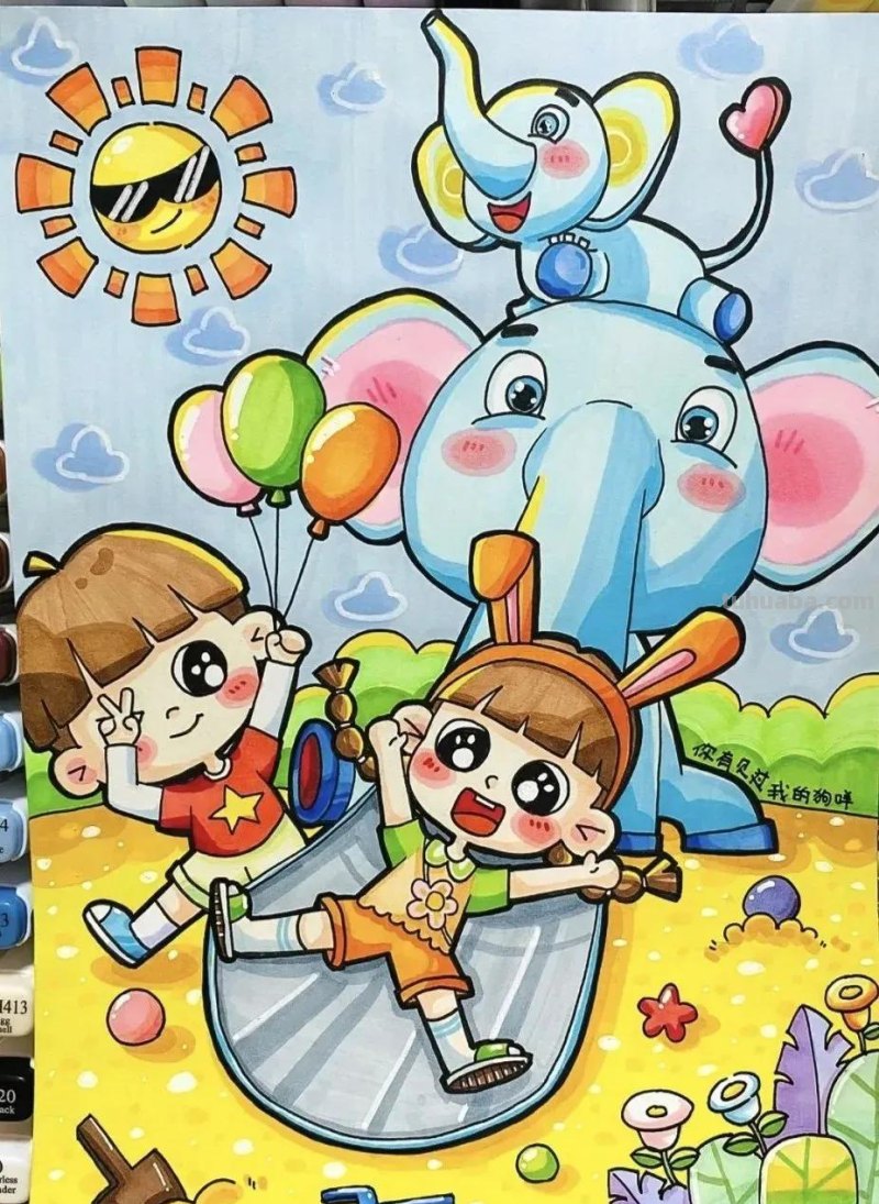 今日六一节日，这44张儿童节主题创意儿童绘画作品一起来欣赏呀！