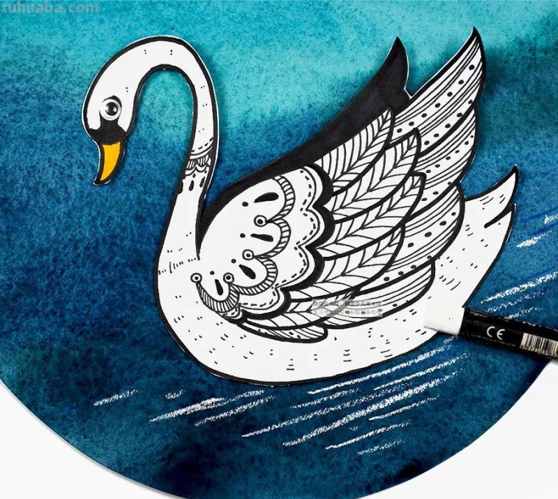 儿童画教程|创意线条课程推荐 - 月光下的白天鹅 儿童画教程|创意线条课程推荐 - 月光下的白天鹅