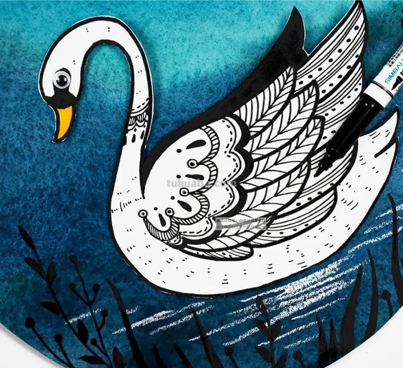 儿童画教程|创意线条课程推荐 - 月光下的白天鹅 儿童画教程|创意线条课程推荐 - 月光下的白天鹅
