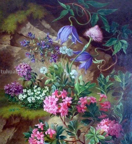奥地利画家Josef Schuster古典花卉静物油画作品