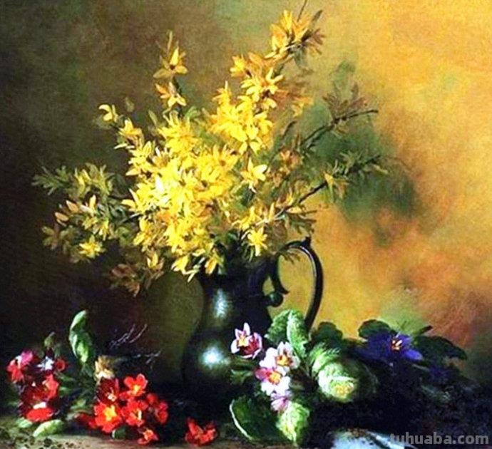 落英有情 - 俄罗斯画家 Serguei Toutounov 花卉静物油画