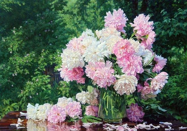 午后花园里的美丽时光 - 乌克兰画家基里·琴科花卉水果油画专辑