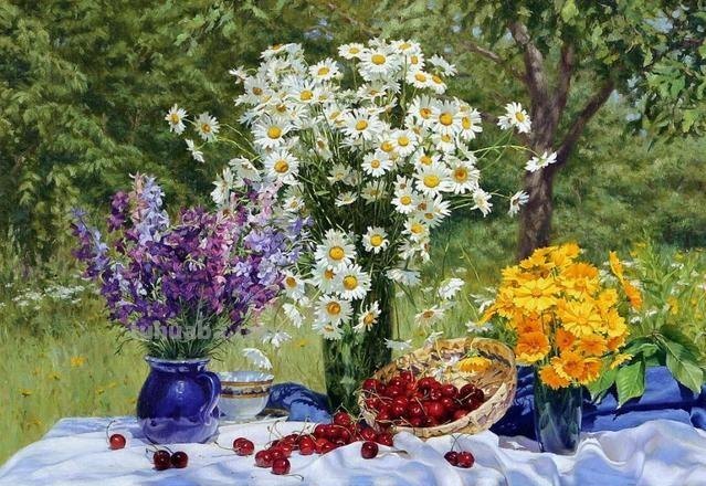 午后花园里的美丽时光 - 乌克兰画家基里·琴科花卉水果油画专辑