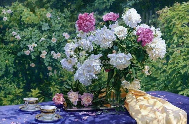 午后花园里的美丽时光 - 乌克兰画家基里·琴科花卉水果油画专辑