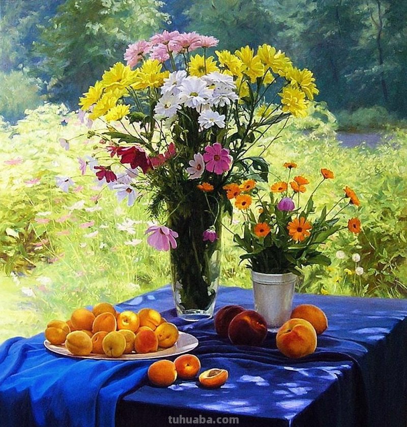 午后花园里的美丽时光 - 乌克兰画家基里·琴科花卉水果油画专辑