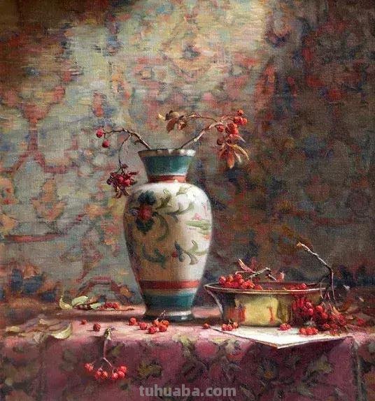 精美静物花卉-美国画家Delbert Gish